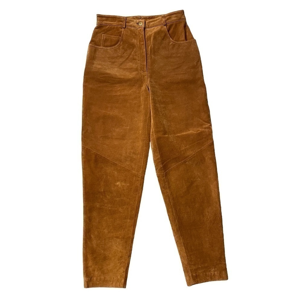 EUC Spiegal Brown Rust Suede Leather Pants Vintage High Rise Size 6